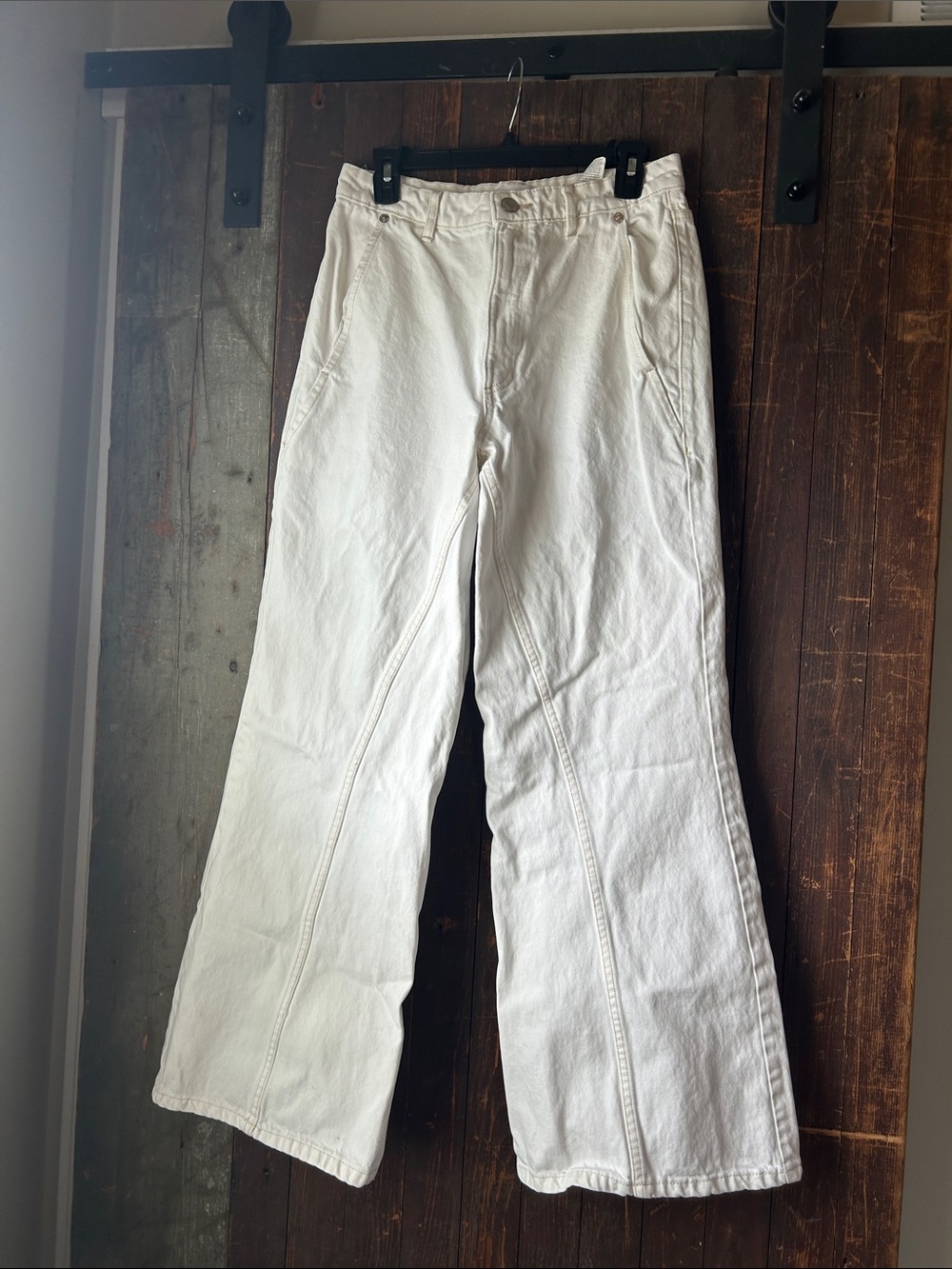 Zara blueish white  Wide-Leg Flare Jeans